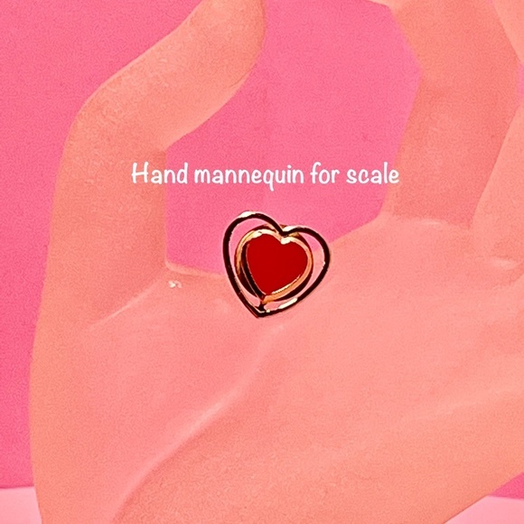 Vintage Gold Tone and Red Enamel Heart Shaped Lapel Pin - Picture 4 of 4